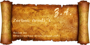 Zerbes Arnót névjegykártya